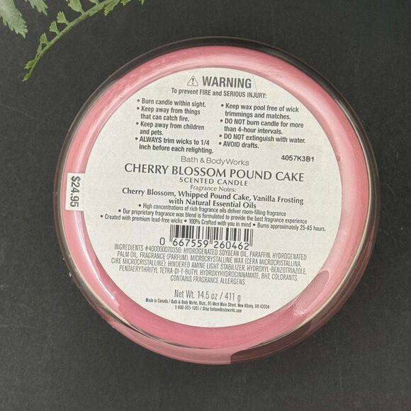 BBW Cherry Blossom Pound Cake Bath & Body Works 3 Wick Candle - Picture 10 of 10